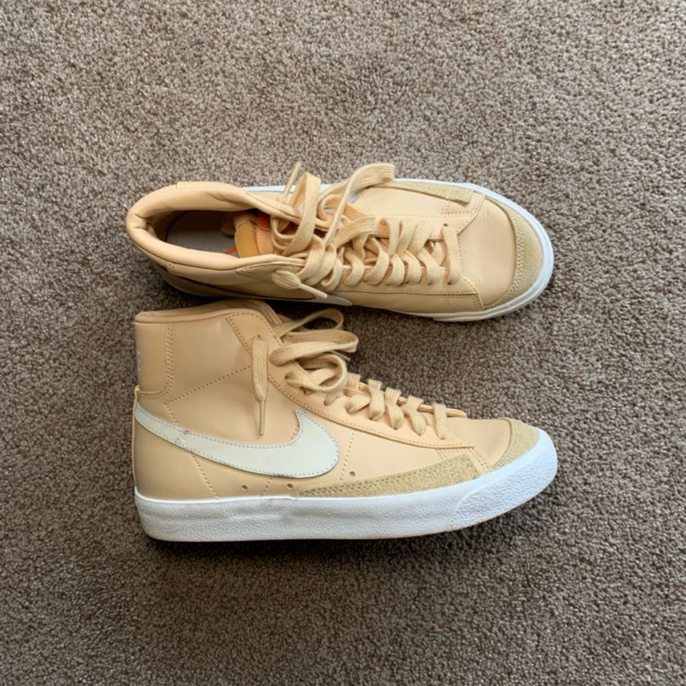 Nike High-Top Trailblazer Sneakers in Tan and White